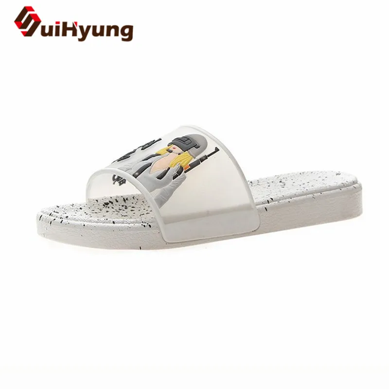 

Suihyung Women Slippers Non-slip Beach Shoes Flip Flops Casual Slides Transparent Slippers Lovers Indoor Shoes Plus Size 36-44