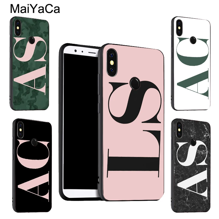 

MaiYaCa Pink PERSONALISED CUSTOM Name INITIALS Case For Xiaomi Redmi 5 Plus S2 6A Note 5 Pro 7 5A 4X Mi 8 6X A2 6 9 Max 3 Mix 2s