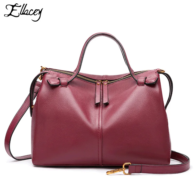 

New 2019 Brief Fashion Handbags Luxury Split Leather Shoulder Handbags Designer Crossbody Soft Leather Messenger Bags Female