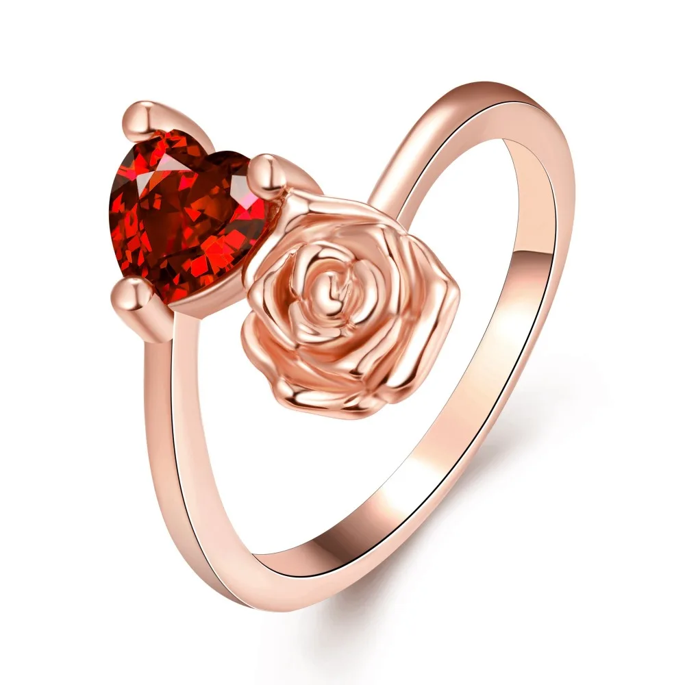 INALIS Brand 3 Colours 18K Rose Gold Plated Flower Sapphire Rings For Women Valentine's Day Gift | Украшения и аксессуары