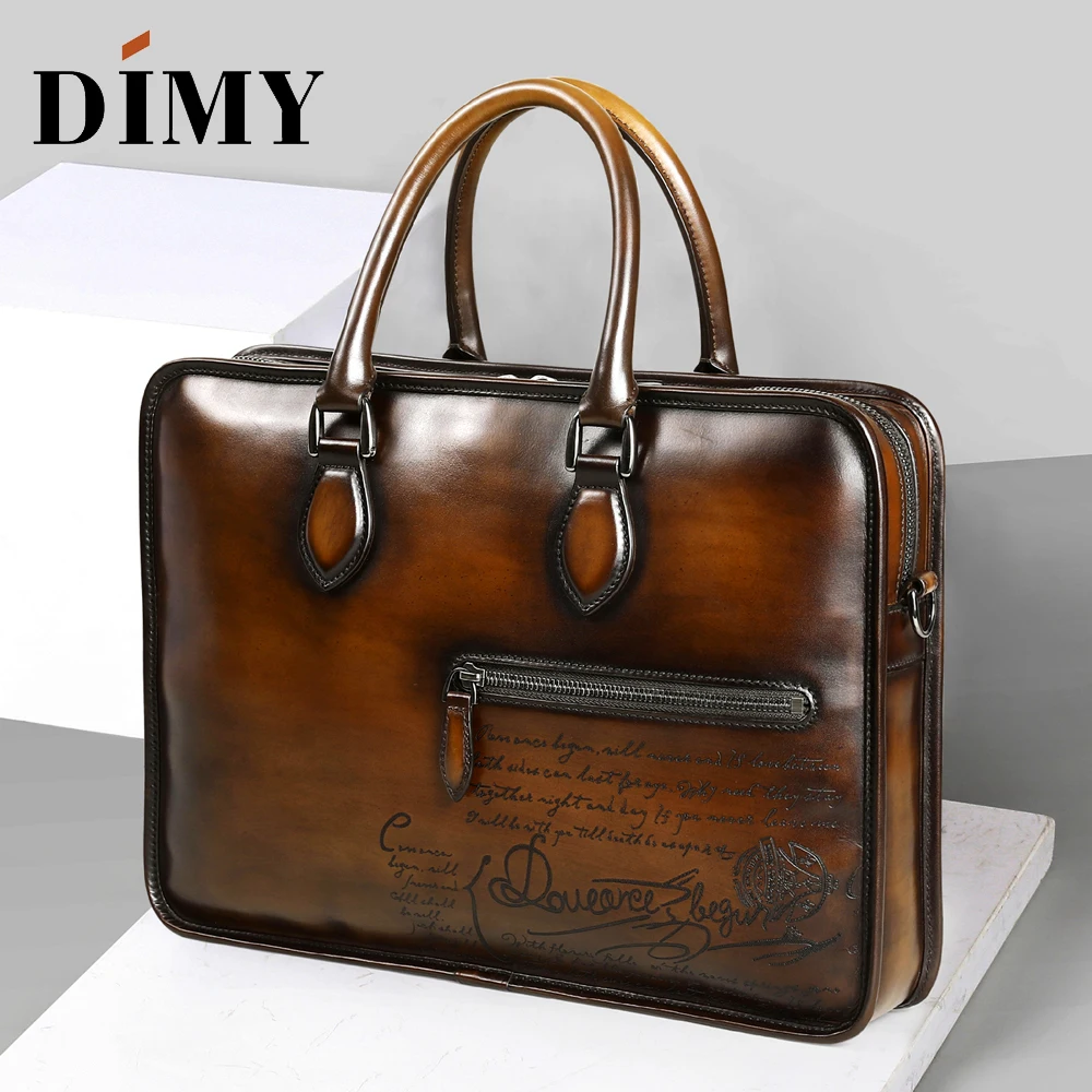 DIMY الهولندية جلد العجل الحقيقي حقيبة جلدية الرجال حقيبة اليد الزنجار الأعمال حقائب 15 الفاخرة أكياس مصمم حقيبة كتف 2019