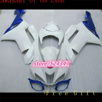 

Fairings Fit Kawasaki Zx6r ZX-6R Ninja 636 2007 2008 ABS Motorcycle Full Fairing Kit Plastic Cowling white blue Black-Nn