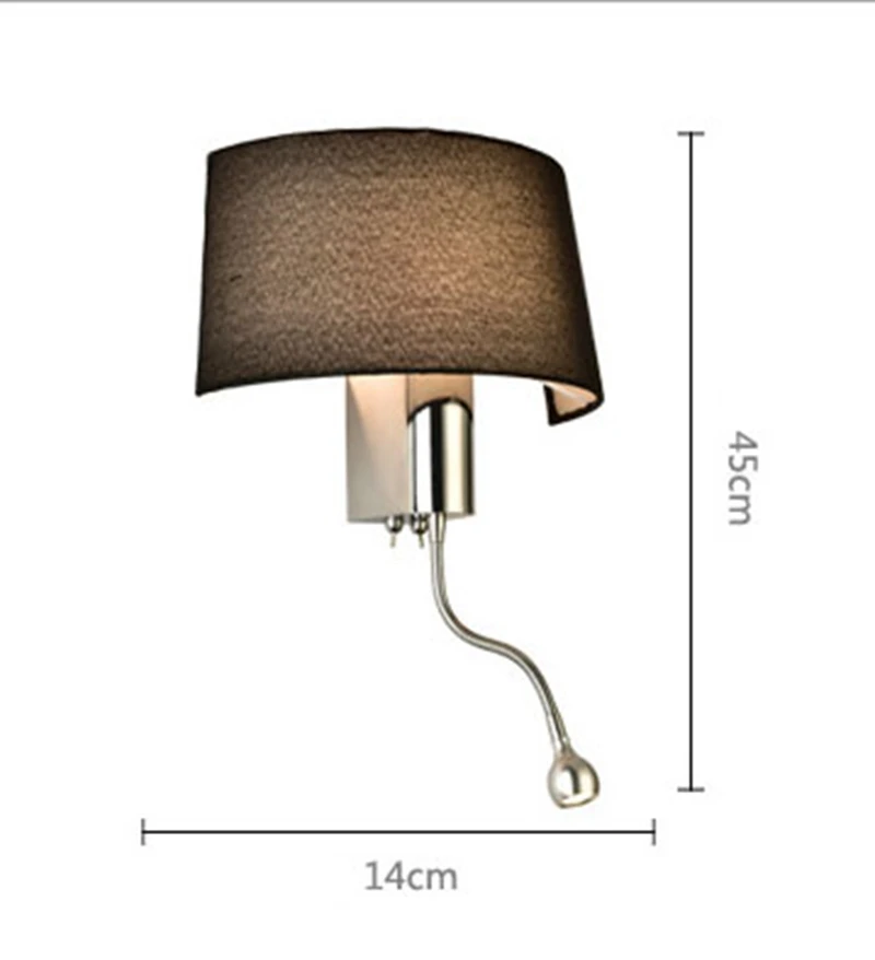 Simple Modern LED Fabric Wall Light for Bedroom Bedside Living Room Hotel Wall Lamp Home Decoration Light with 2 Color Lampshade (5)