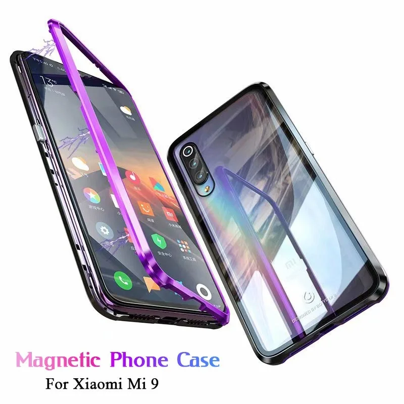 

Luxury Transparent Tempered Glass Case For Xiaomi 9 SE Mi9 Metal Frame Magnetic Xaiomi 9 SE Cover Adsorption Protection Capinha
