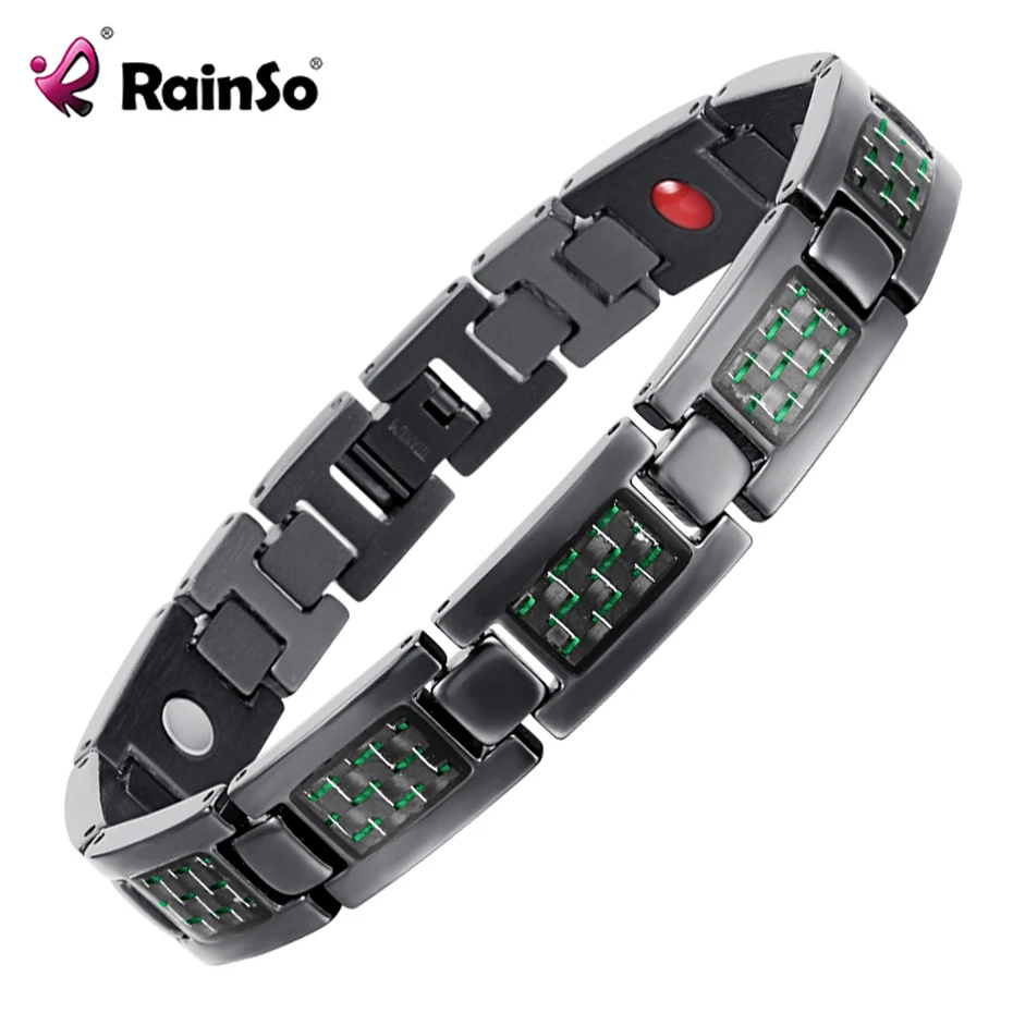 RainSo Голограмма браслеты для мужчин био энергии Исцеление Титан Магнитный браслет мужской модные украшения OTB-1271