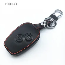 Автомобиль 2 пуговицы кожа автомобиля брелок для ключей крышка, брелок для Renault Clio Dacia Logan Sandero Megane Espace Kangoo