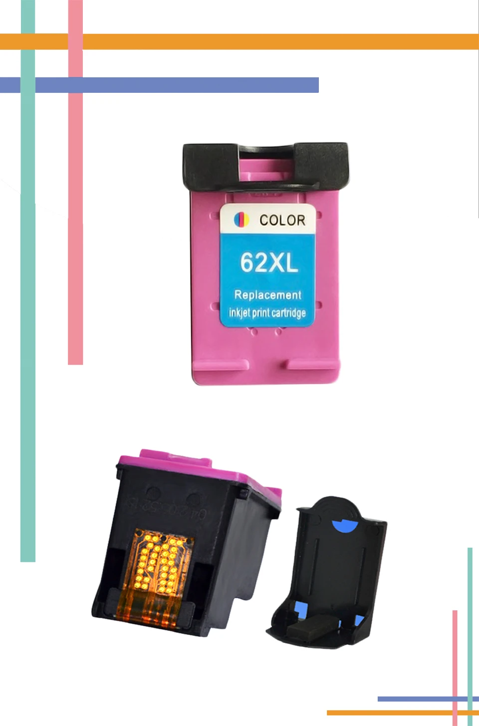for HP62 Color compatible cartridge