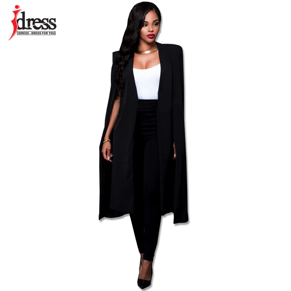 

IDress Fashion Blazer Cape Coat Long Cloak OL Blazer Jackets Popular Black White Cape Blazers Personality Women Suit Jackets