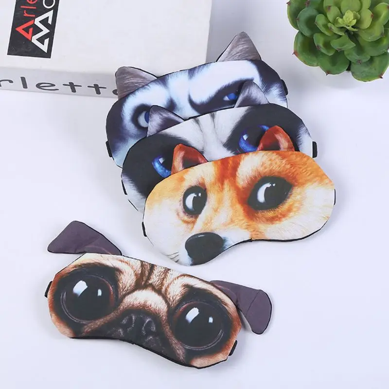 3D забавные мультипликационные животные кошка собака напечатаны патчи для глаз спальный маска хлопок с повязкой на глаза Портативный Регулируемый