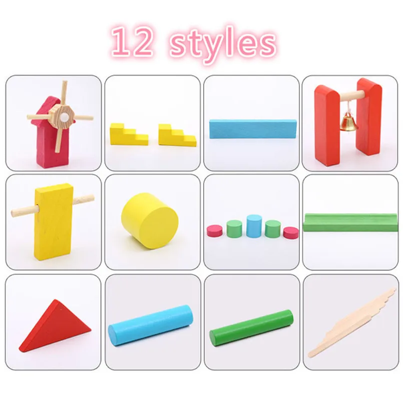 Toy Building Blocks Domino Set Chidlren Wooden Domino Toys