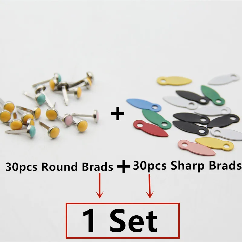 1 set as photo Смешанный узор круглый металлический вращающийся Brads для DIY фотоальбома Скрапбукинг ремесла Декор пуговицы для украшения застежка 60 шт - Цвет: 1 set as photo