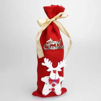 Christmas Wine Bottle Decor Set Santa Claus Snowman Deer Bottle Cover Clothes Kitchen Decoration for New Year Xmas Dinner Party