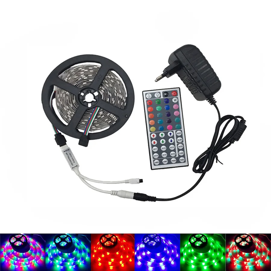 RGB Светодиодная лента 12 в 5050 5 м светодиодный водонепроницаемый свет rgb 44 ключ