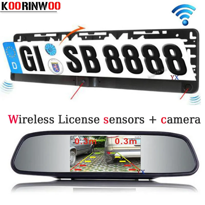 

Koorinwoo HD CCD License Plate Car Parking Sensor Radars ParktronicCar Rear View camera with Mirror Monitor Video parking System