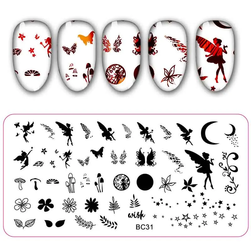 

Nail Stamping Template Angel Flower Summer Image Pattern Manicure Popular Plate Instruments Tool BC1~44