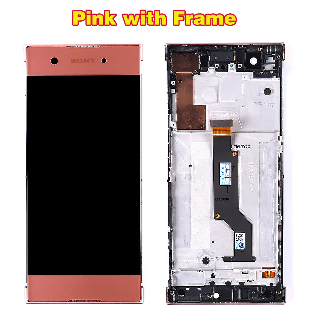 SONY Xperia XA1 G3116 G3121 G3123 G3125 G3112 5,0 дюймовый ЖК-дисплей дигитайзер сборка сенсорный экран Рамка с бесплатными инструментами - Цвет: Pink with Frame