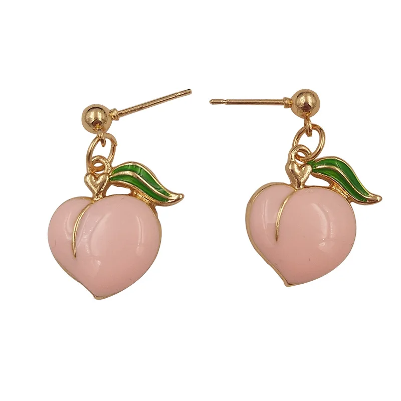 

free shipping 10 pair / lot fashion jewelry accessories metal enamel pink peach earrings for women