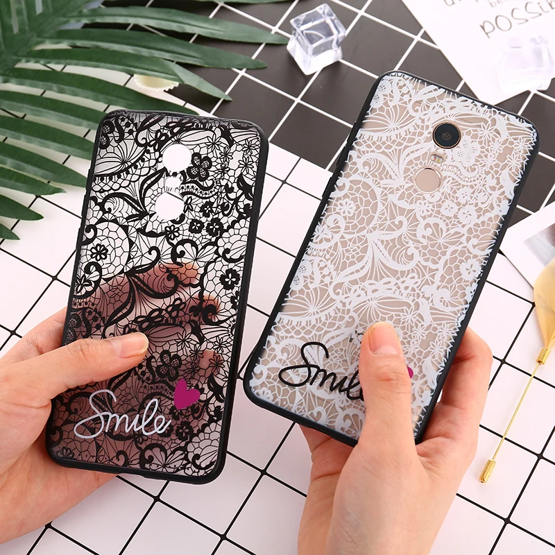 

For Xiaomi Mi 8 SE A1 A2 Lite Redmi Note 5 3 6 7 6A Pro S2 Pocophone F1 Lace Flower Pattern Matte Soft Silicone Case Cover Coque