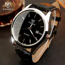 Роскошный ночной Светильник YAZOLE, черный, коричневый, из натуральной кожи, аналоговые кварцевые наручные часы для мужчин, Нежные мужские 308