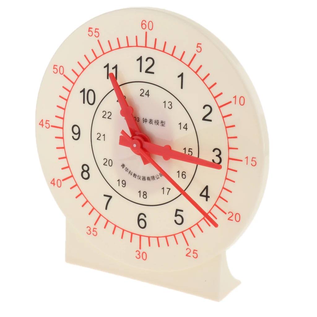 Funny Teaching Clock Learning Time Educational Toy Clock w/ Linkage Hand, Clear Dial Plate Teach Time & Number Puzzles
