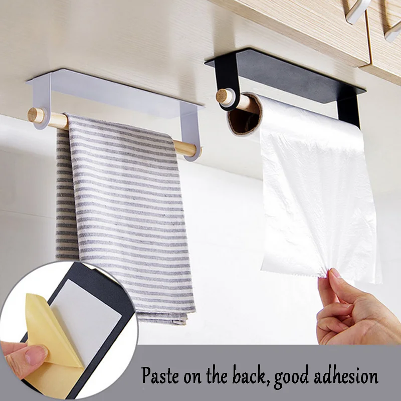 

Kitchen Home Hanging Block Towel Shelf Toilet Paper Tissue Organizer Scouring Pad Dishcloth Rag Holder Plastic Wrap Storage Rack