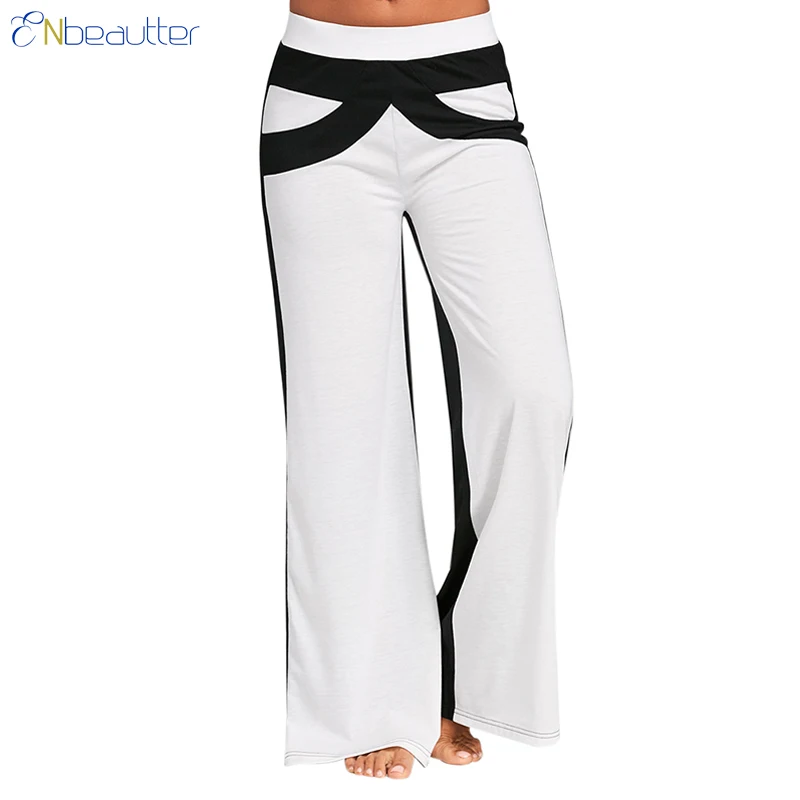 ENbeautter Women Pants Patchwork Elastic Waist Loo...