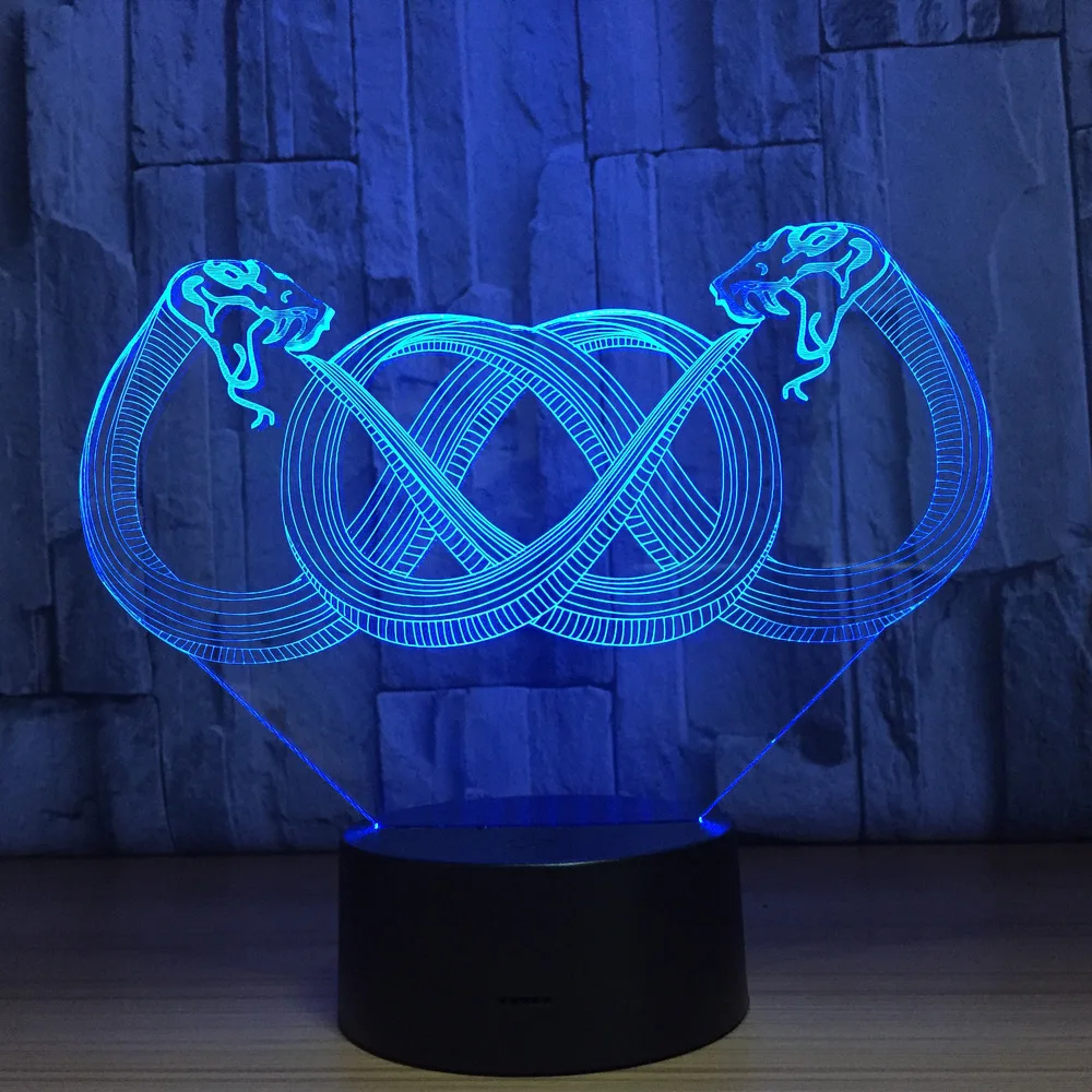 Серийная Змея 3D иллюзия ночник светодиодный USB настольная лампа 3D лампа для домашнего декора 7 цветов изменить атмосферу лампа