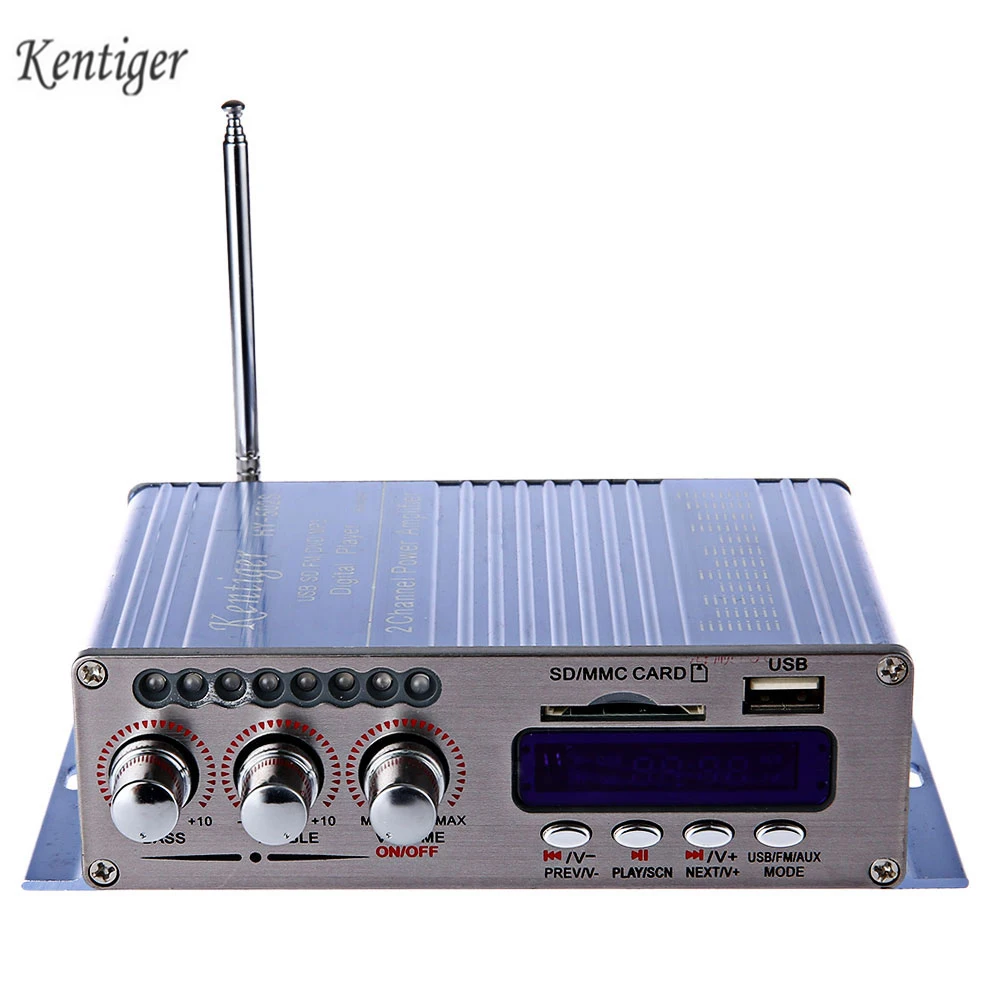 Kentiger HY-502S 2CH Bluetooth Hi-Fi Супер Бас выход усилитель мощности FM AUX алюминий с пультом