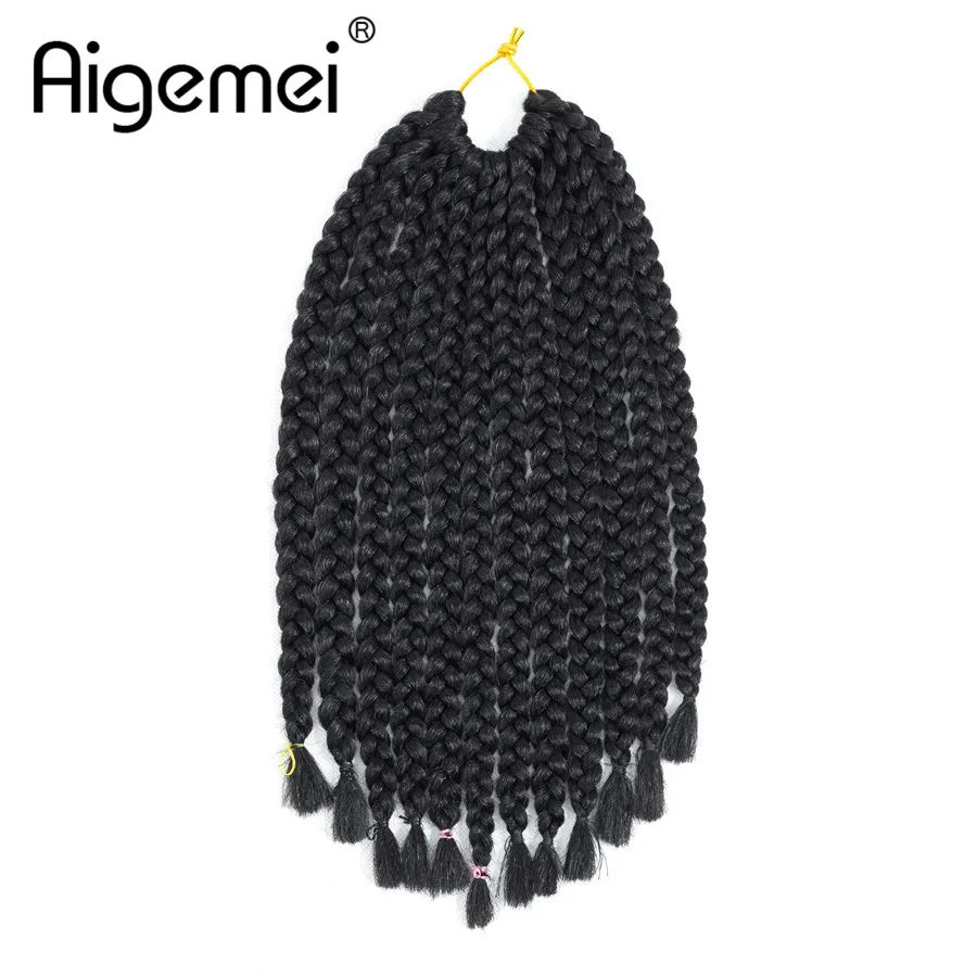 

Aigemei 14Inch 85-90 g Crochet Box Braids Synthetic Hair 12 Roots Pure Colors Crochet Braiding Hair Extensions For Women