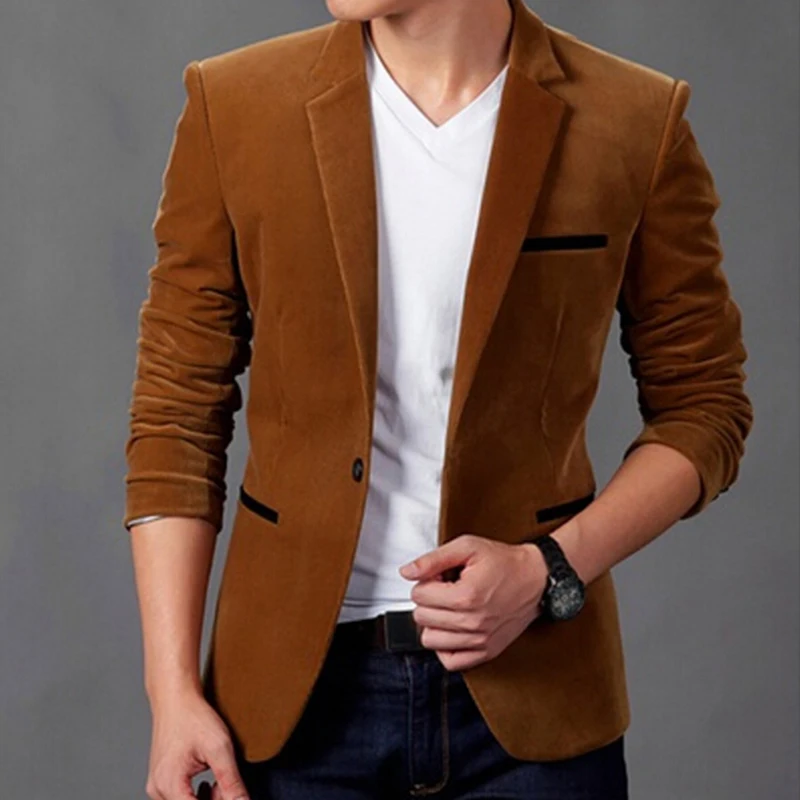 Spring Autumn Men's Casual Jacket Smart Casual Coats For Men Suit Slim ...