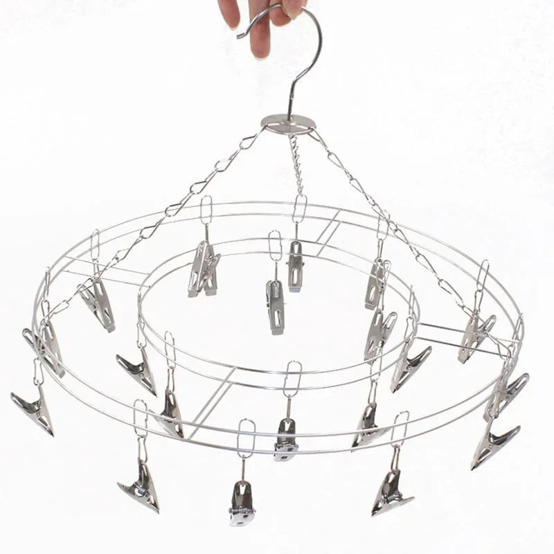 Stainless Steel 20 Clips Folding Underwear Hanging Bra Sock Laundry
