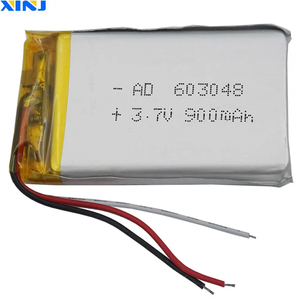 

XINJ 3.7V 900mAh 3wires for thermistor Lithium Polymer Li-Po Battery 603048 For Camera E-book PDA MID ipod Bluetooth device DVD