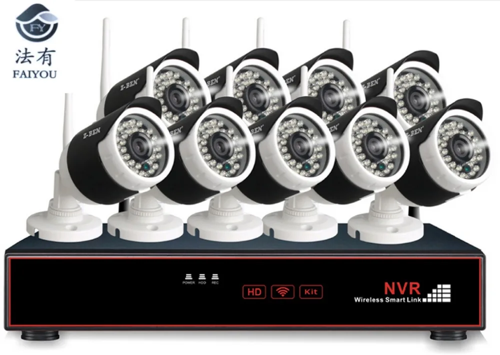 

ZB-WK209-1.0MP 2.4G 9CH Wireless Surveillance KIT 9 WIFI IP 720P IP Cameras With 1080P WIFI NVR For Home Office Security