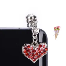 Универсальный 3,5 мм хрустальное сердце болтается против пыли Разъем для наушников для iPhone 6 6s 7 plus