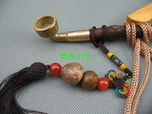 Seção de madeira antiga e tradicional especial longa tubulação de bronze piteira cigarro panelas seco latão bitucas de cigarro(China)