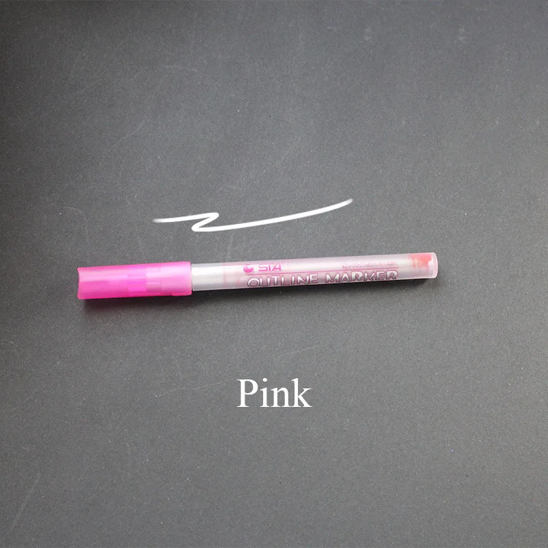 STA 6Colors Outline Markers Multifunctional Glare Color Edge Pen Highlighter Waterproof Paint Marker Pen brush School Supplies - Цвет: pink-3pcs