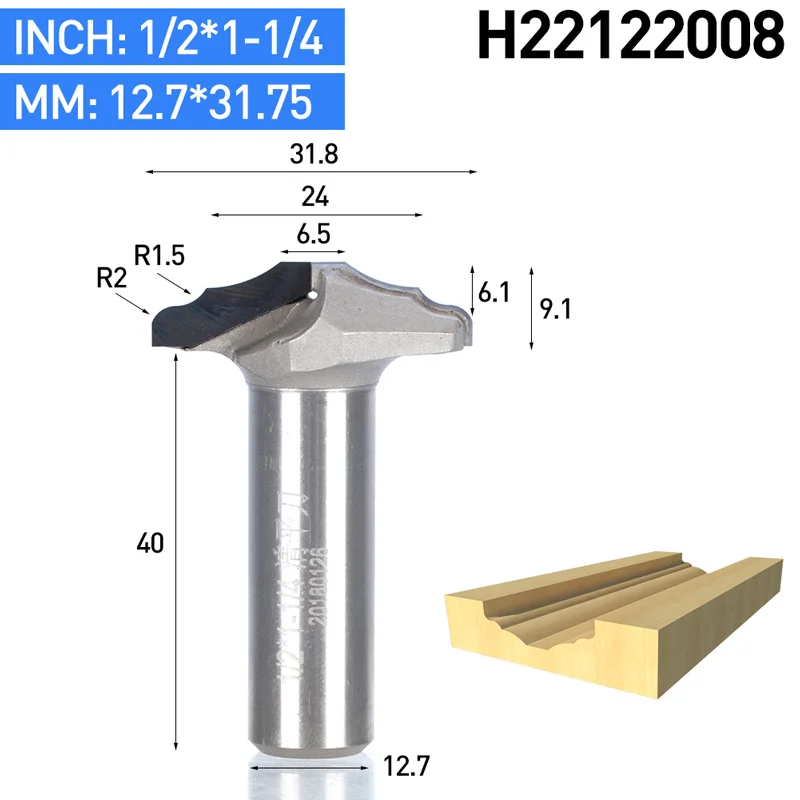 HUHAO 1 шт. 1/" хвостовик алмазное CVD покрытие фрезерные кромки формы Концевая фреза деревообрабатывающий фреза PCD дверь шкафа резьба маршрутизатор бит - Длина режущей кромки: H22122008