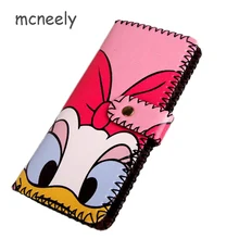 Клатч с рисунком Минни Маус, Длинный кошелек для монет и карт, кожаные женские дизайнерские кошельки, повседневные кошельки для девочек