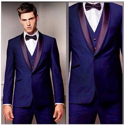 Groom Tuxedos Custom Men Suit Bridegroom Notch Lapel Groomsmen Best Man ...