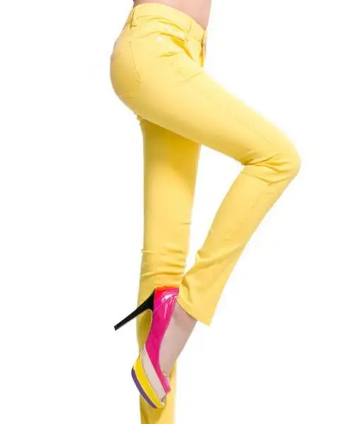

Autumn new arrival candy multicolour casual pants female pencil skinny pants woman elastic denim trousers 2016 Free Shipping