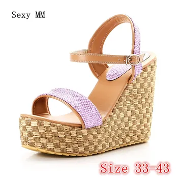 

Slides Platform Sandals Women Peep Toe Shoes Summer Wedges Gladiator Sandals Woman High Heels Sandals Plus Size 33 - 40 41 42 43