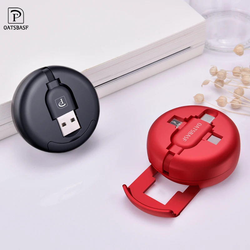 

OATSBASF 3 in 1 USB Charging Cable for iphone X XS MAX Micro Type C Cable for oppo find X Huawei Xiaomi Retractable Data Sync