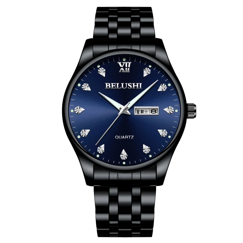 

Belushi Business Mens Watch Stainless Steel Waterproof Quartz Watch Men Date Week Hour Watch Auto Date Calendar Watch