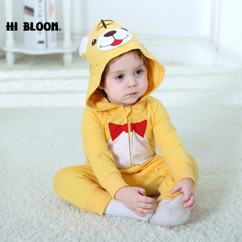 

100% Flannel Baby Cartoon Animal Jumpsuit Clothes Kids Girl Cute Tiger Yellow Rompers Boy Children Clothing Pajamas