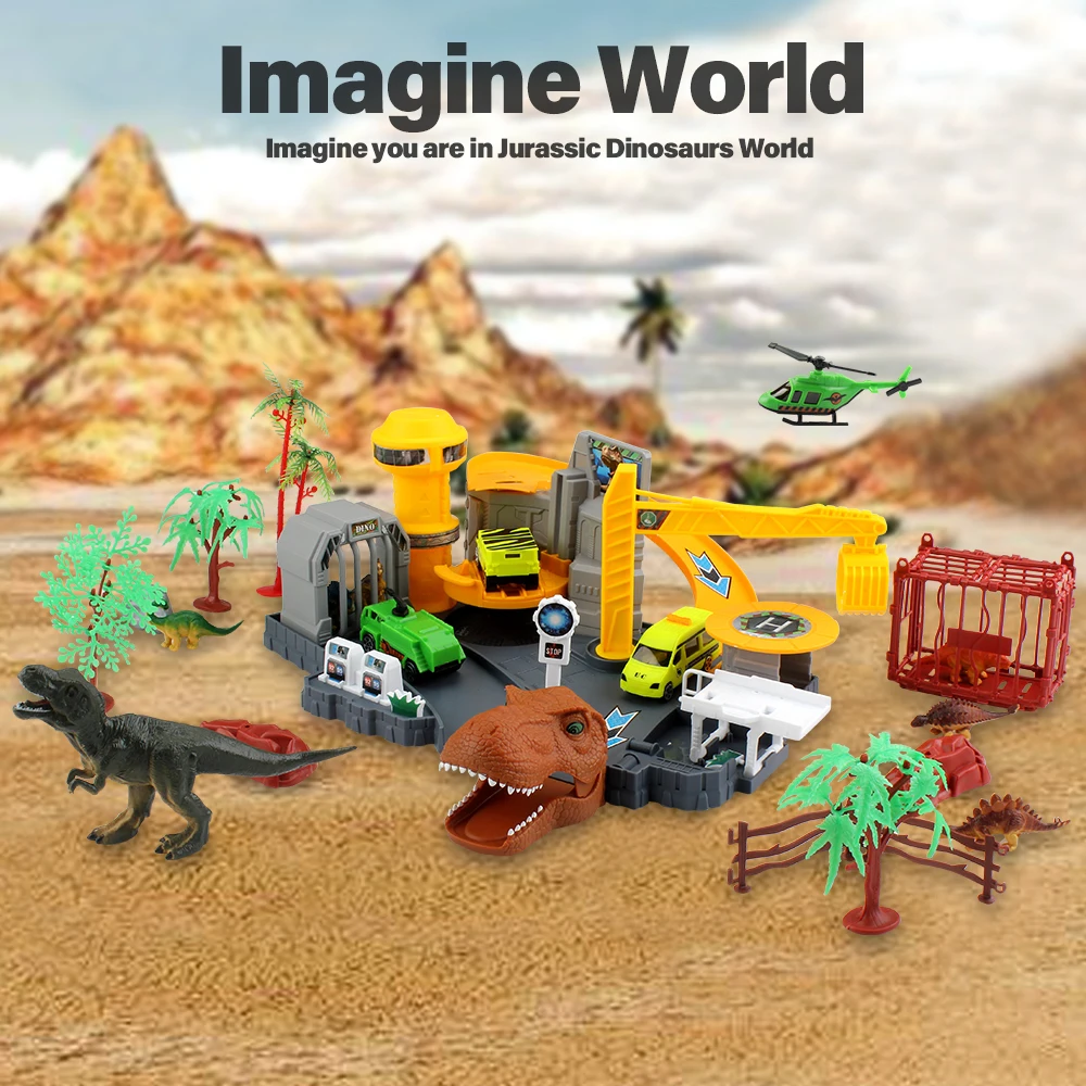 

34pcs Magic Dinosaur Track Novel Toy Dinosaur Toys Building Tracks DIY Dinosaur World Race Tracks for Kids Boys Girls