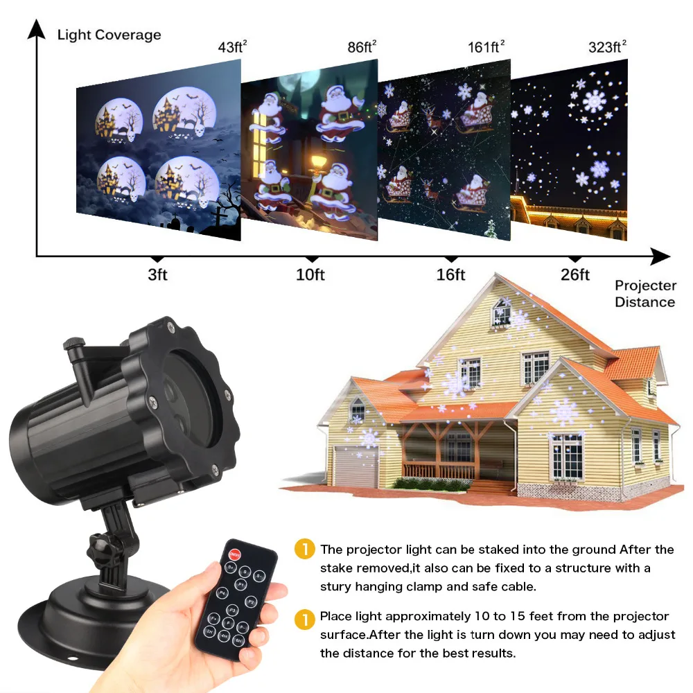 Рождественский лазерный проектор анимационный эффект IP65 проекторы для домашнего кинотеатра 12 моделей Снежинка/Снеговик лазерный свет DA