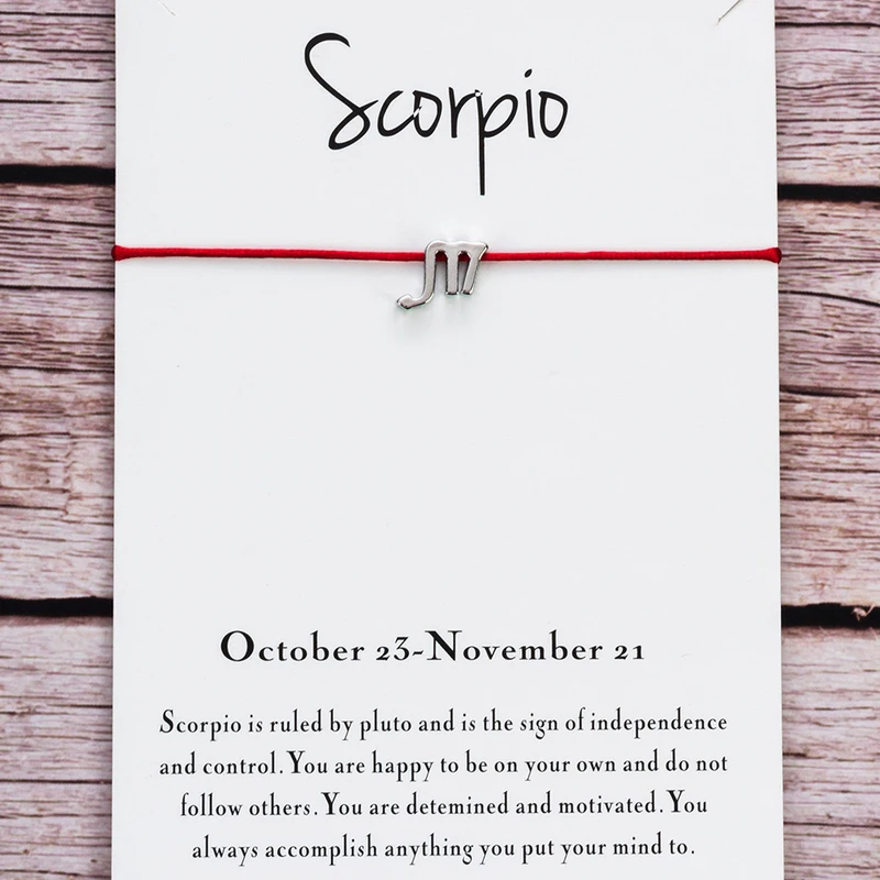 Женский браслет с надписью Wish Card Scorpio Красный Регулируемый ручной работы