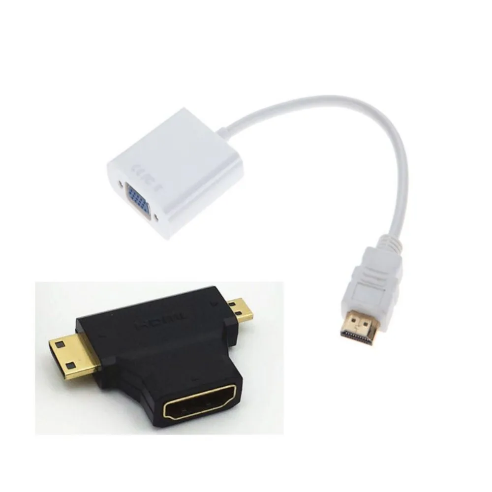 Micro HDMI Male VGA Female с 3 в 1 адаптер Mini конвертер цифровые кабели|Кабели VGA| |