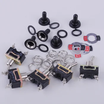 

beler 5pcs Heavy Duty 2 Pin ON/OFF Rocker Toggle Switches Mayitr Waterproof Boot Metal SPST Connector Switch 250V 15A
