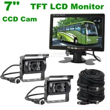 DIYKIT 2 x 4pin Night Vision CCD Rear View Camera Kit + DC 12V – 24V 7 inch TFT LCD Monitor System For Bus Houseboat Truck